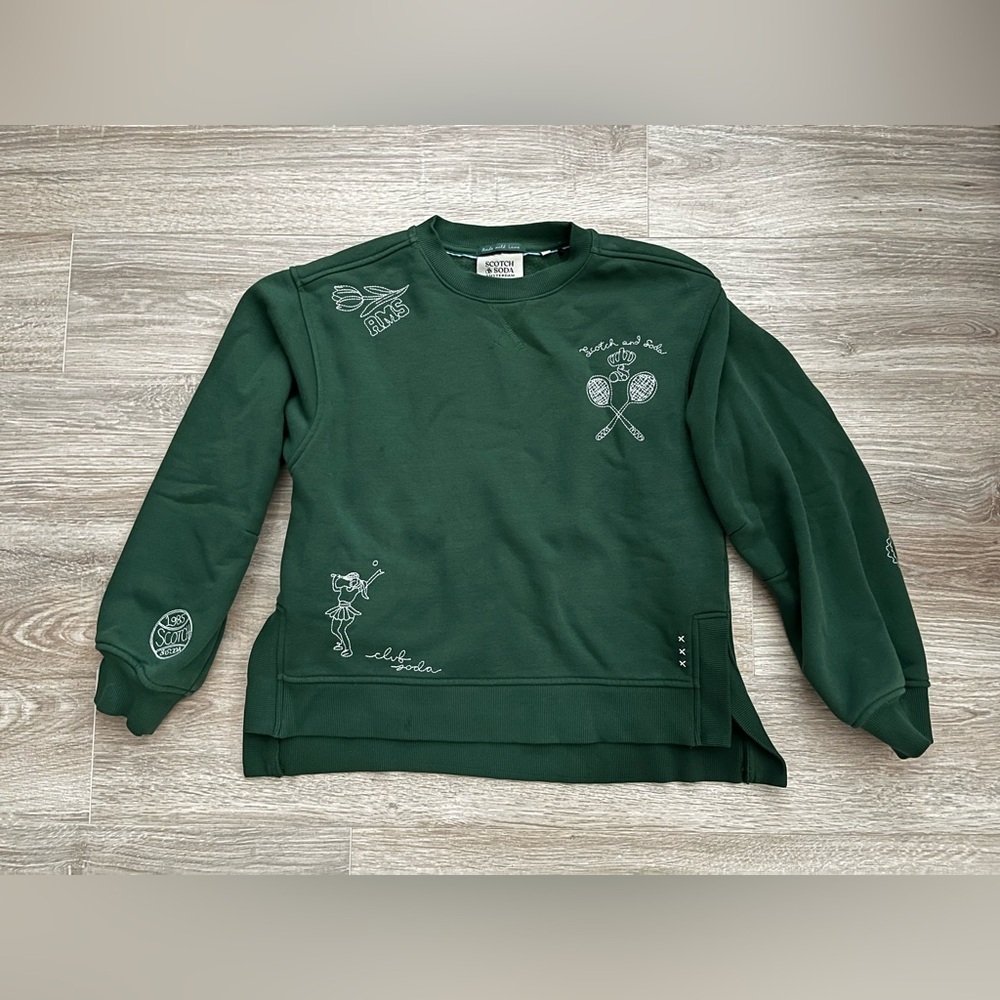 Scotch & Soda Women’s Green Graphic Tennis Crewneck Sweatshirt - Size XS